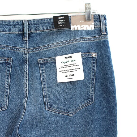 Mavi Viola High Rise Slim Straight Leg Vintage Organic Blue Jeans 32 NEW Denim - Picture 4 of 7